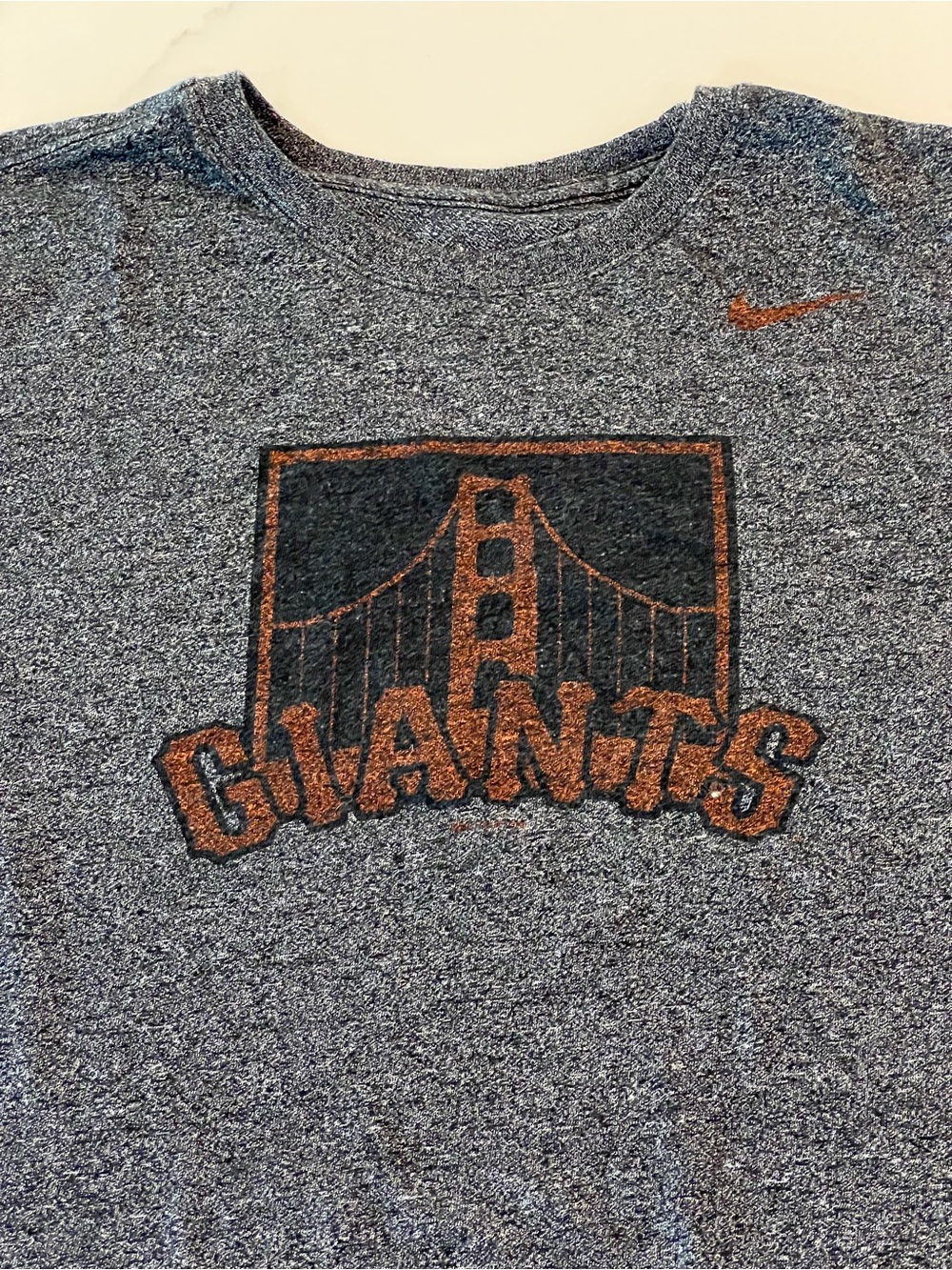 Nike Gray Heather SF Giants Graphic Tee with Orange Logo
